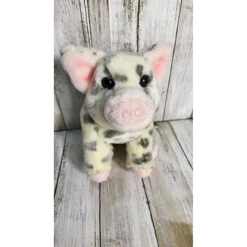 Douglas Cuddle Toys Plush Pig Spotted Black Gray Cream Stuffed Animal Toy - Picture 3 of 9